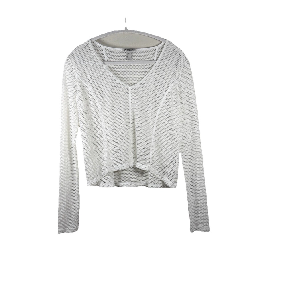 Y2K Crochet Open Knit Sweater Womens Small Beachy Boho Coastal Crochet Sheer